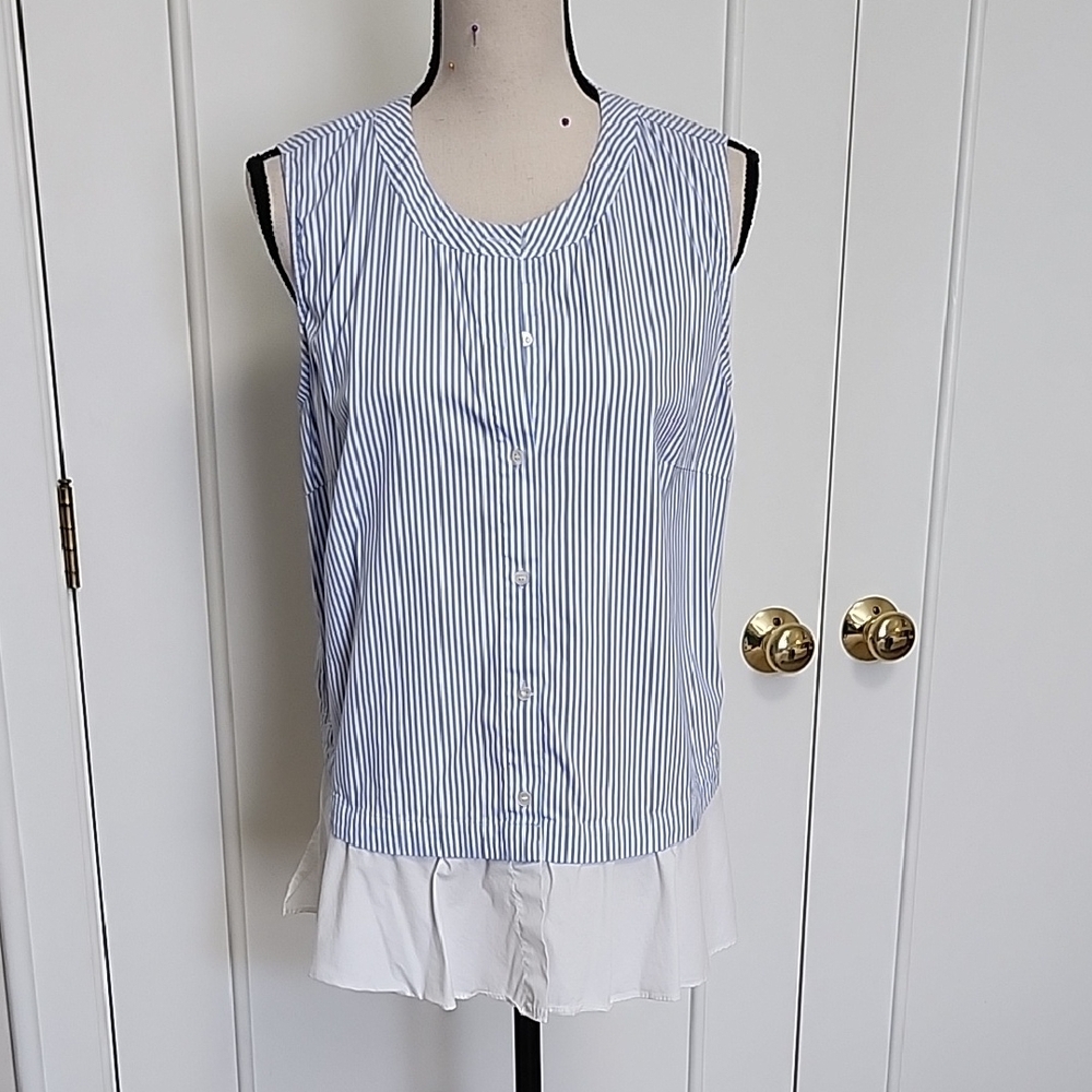 Blue and White Striped Sleeveless Top J.McLaughlin